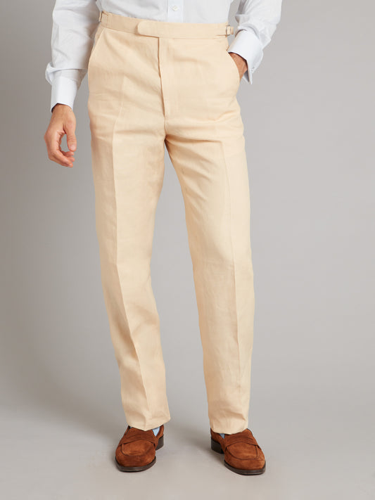 Flat Front Linen Trousers - String