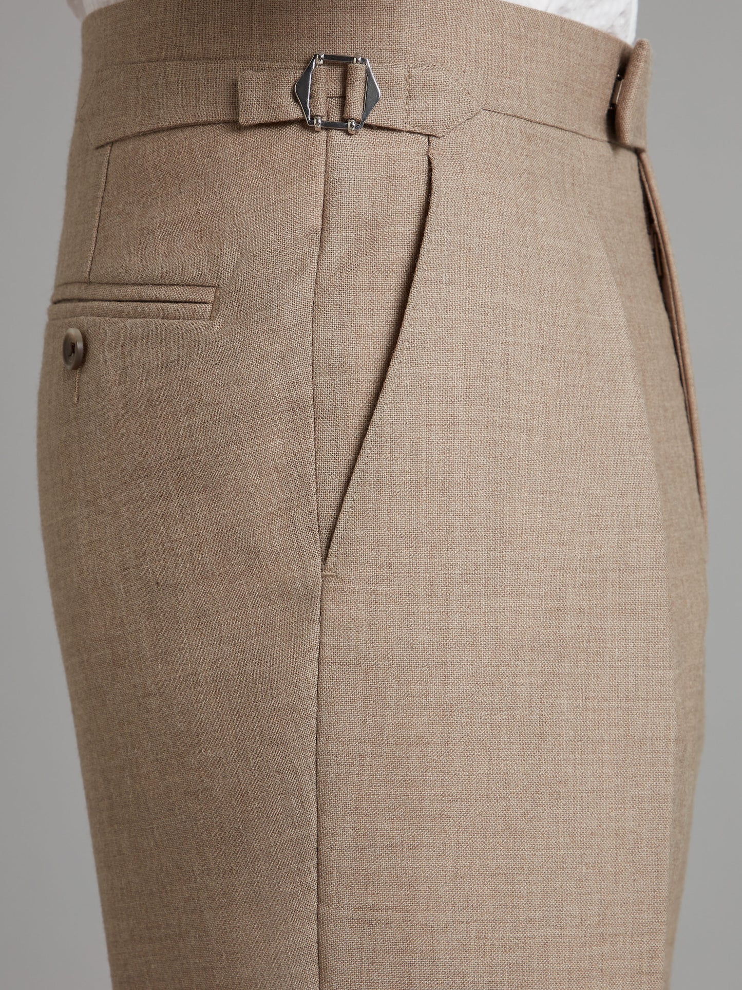 Pleated Trousers Wool - Beige Brown