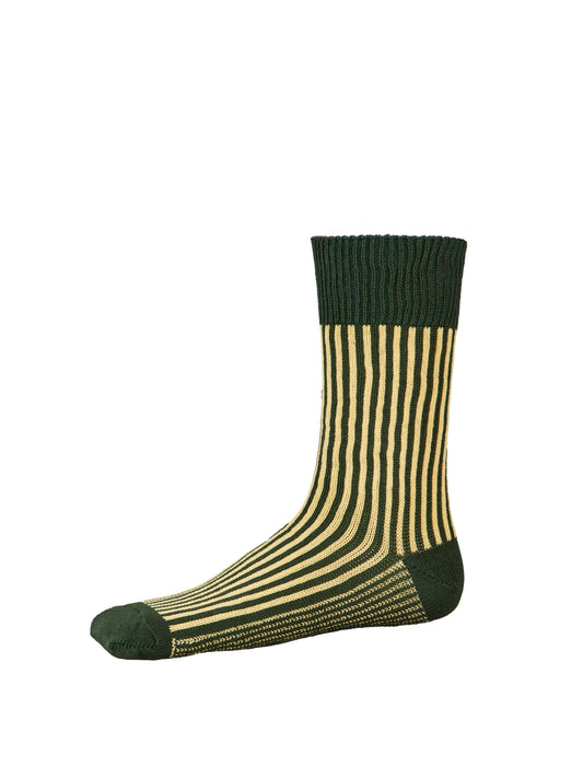 Vertical Stripe Socks - Forrest Green/ Primula