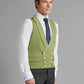 Double Breasted Wool Waistcoat With Piping - Green