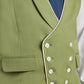 Double Breasted Wool Waistcoat With Piping - Green