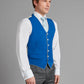 Single Breasted Wool Waistcoat With Piping - Royal Blue