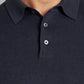 Long Sleeve Silk Blend Polo Shirt - Navy