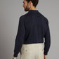 Long Sleeve Silk Blend Polo Shirt - Navy