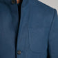 Mandarin Collar Linen Jacket - Navy