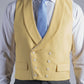Double Breasted Wool Waistcoat with Piping - Yellow