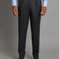 Pleated Suit Trousers - Grey Herringbone