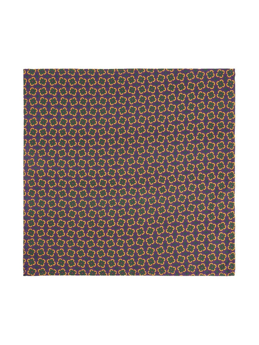 Pure Silk Handkerchief Floral Print - Purple