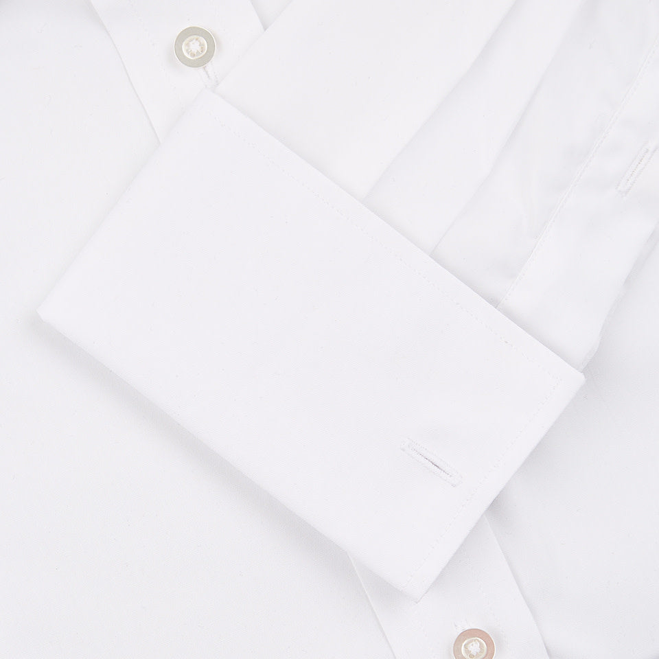 Mandarin Collar Cotton Shirt - White