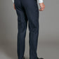 Pleated Suit Trousers - Navy Herringbone