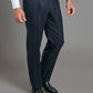 Pleated Suit Trousers - Navy Herringbone