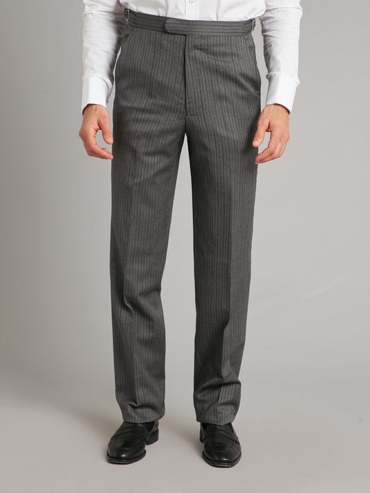 Flat Front Luxury Morning Trousers - Light Grey
