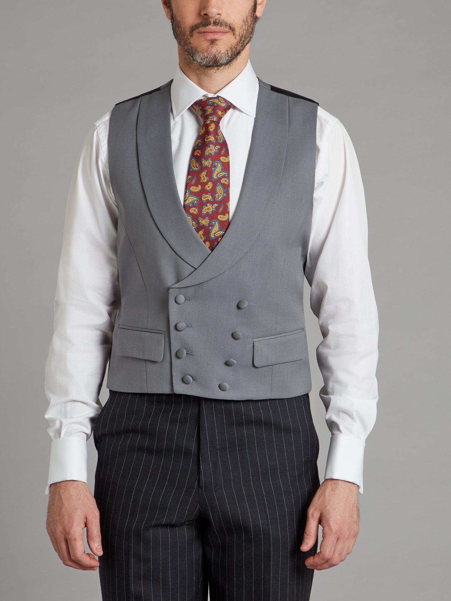 Limited Edition Luxury Double Breasted Wool Waistcoat - Light Grey