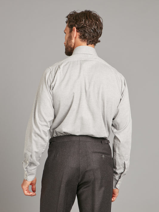 Button Down Shirt - Cotton Melange - Light Grey