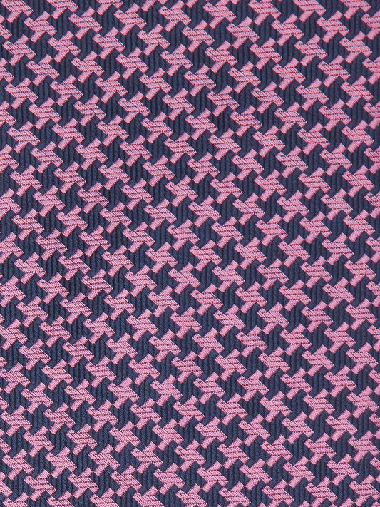 Pure Silk Tie Houndstooth Pink/Navy