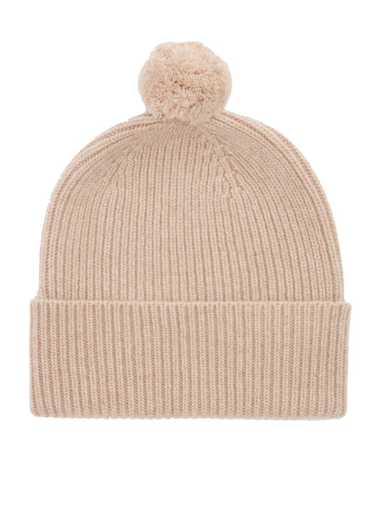 Knitted Pure Cashmere Hat- Sand
