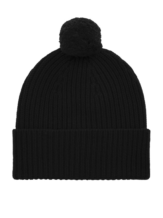 Knitted Pure Cashmere Hat - Black