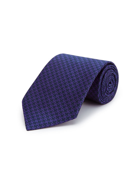 Pure Silk Tie Houndstooth Navy/Royal Blue