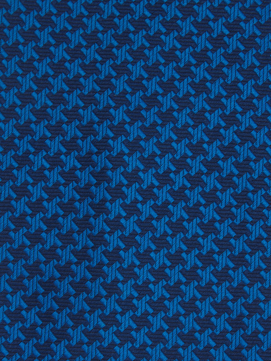 Pure Silk Tie Houndstooth Navy/Electric Blue