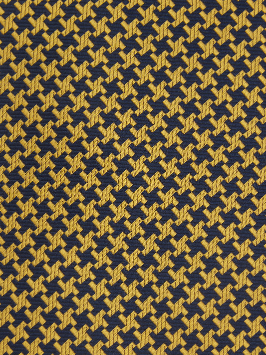 Pure Silk Tie Houndstooth Navy/Gold