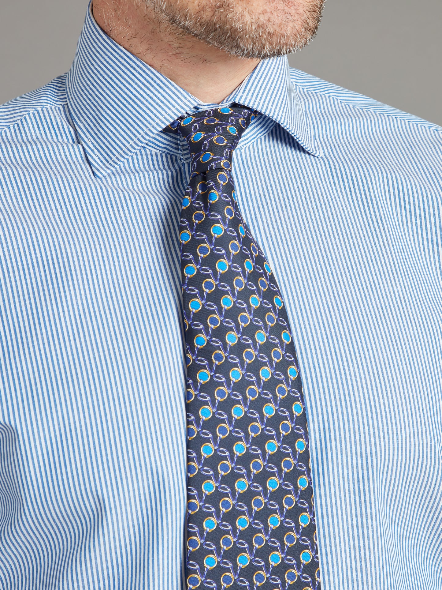 Berwick Shirt DC - Classic Collar - Fine Stripe Mid Blue
