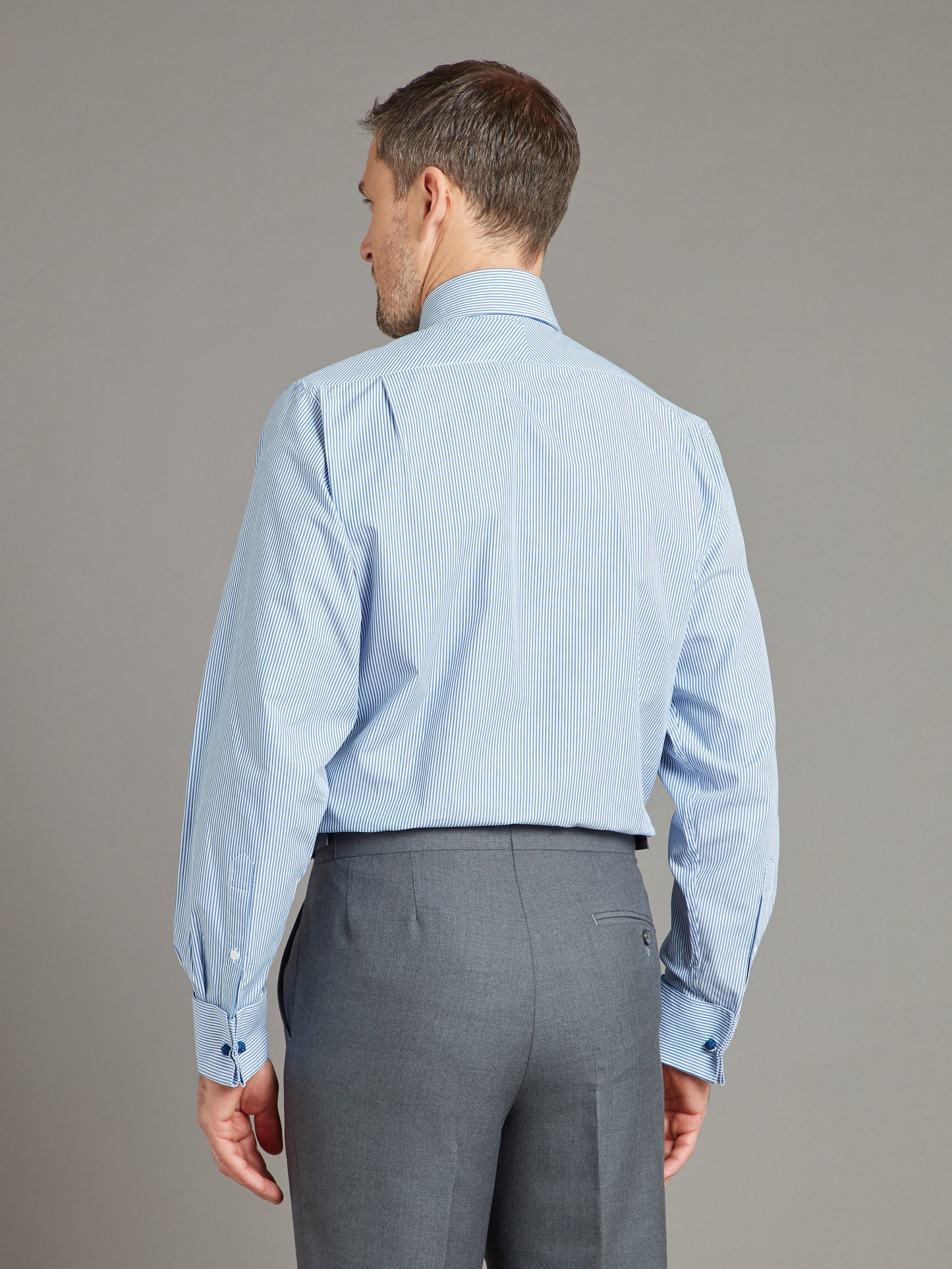 Berwick Shirt DC - Classic Collar - Fine Stripe Mid Blue