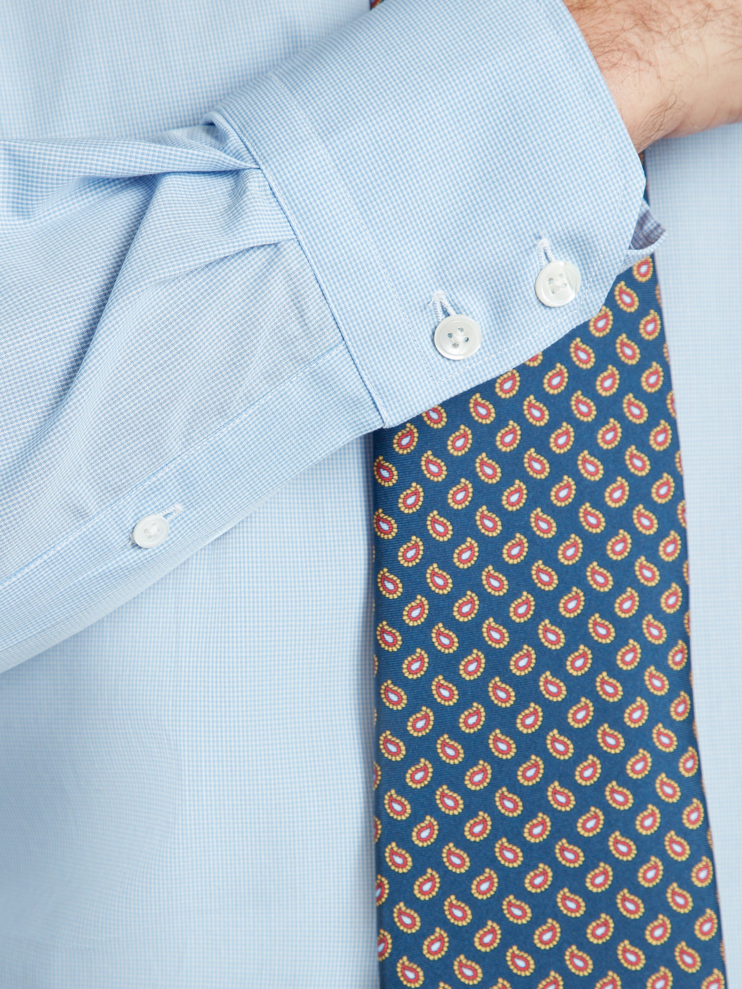 Berwick Shirt SC - Classic Collar Micro Check - Sky Blue