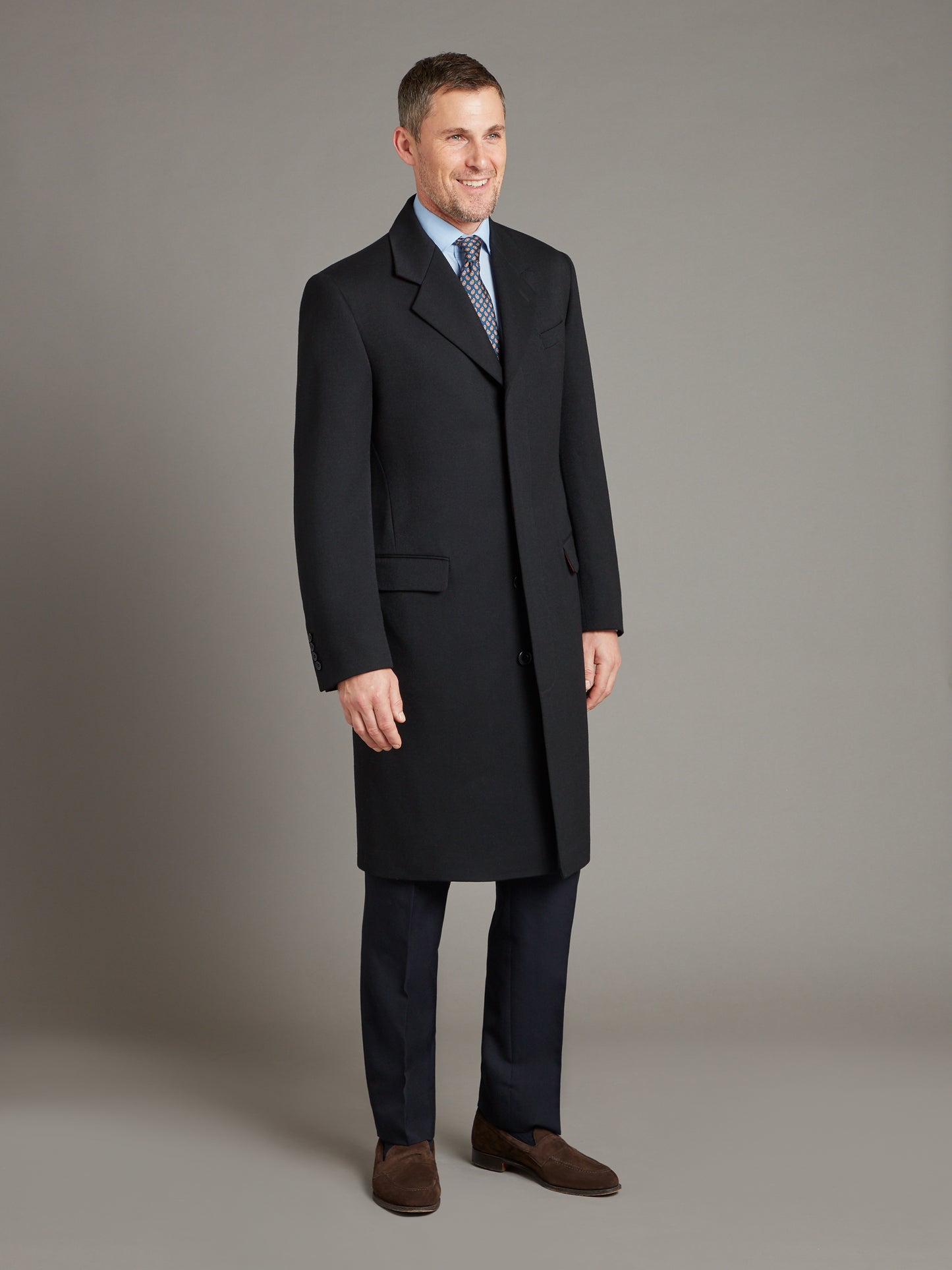 Single Breasted Wool Overcoat - Black