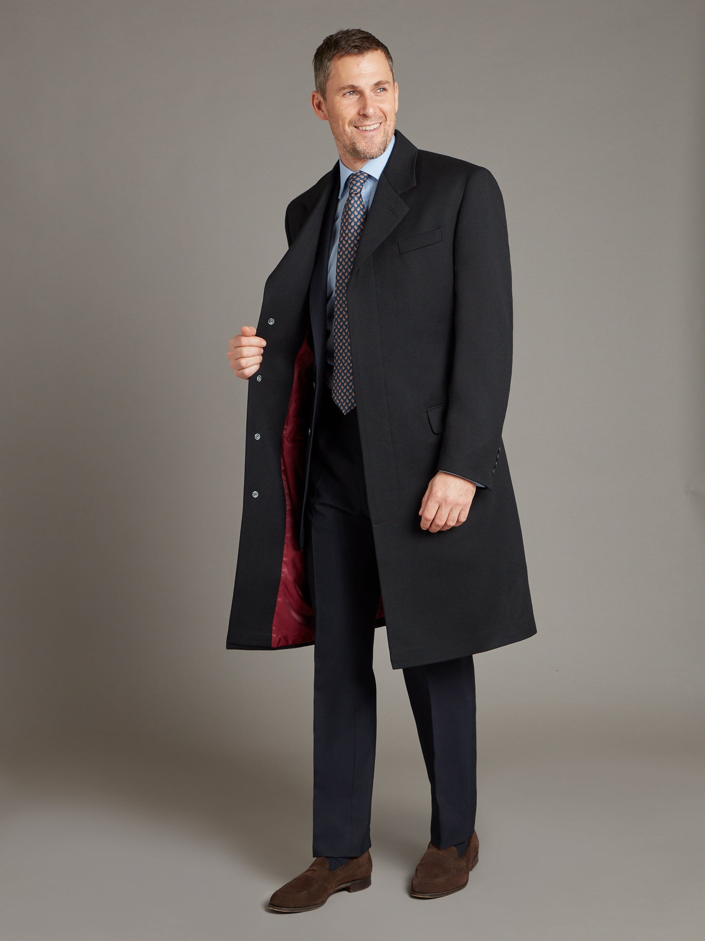 Single Breasted Wool Overcoat - Black