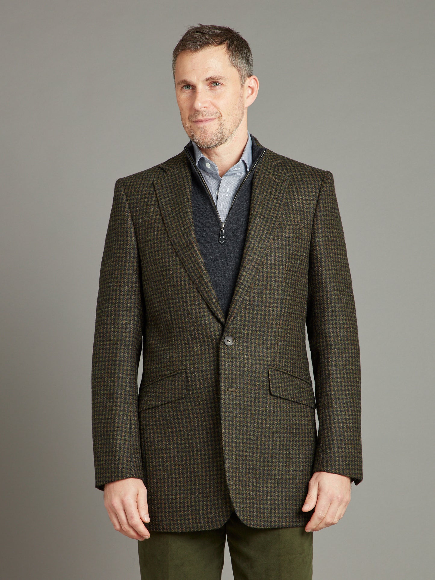 Eaton Jacket Houndstooth - Green/Brown