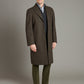 Raglan Sleeve Overcoat Houndstooth - Green/Brown
