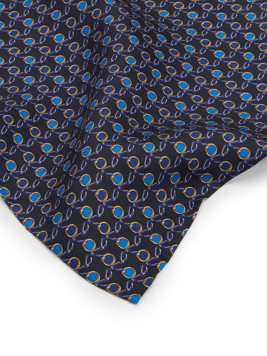 Stirrup Design Handkerchief - Navy/ Blue