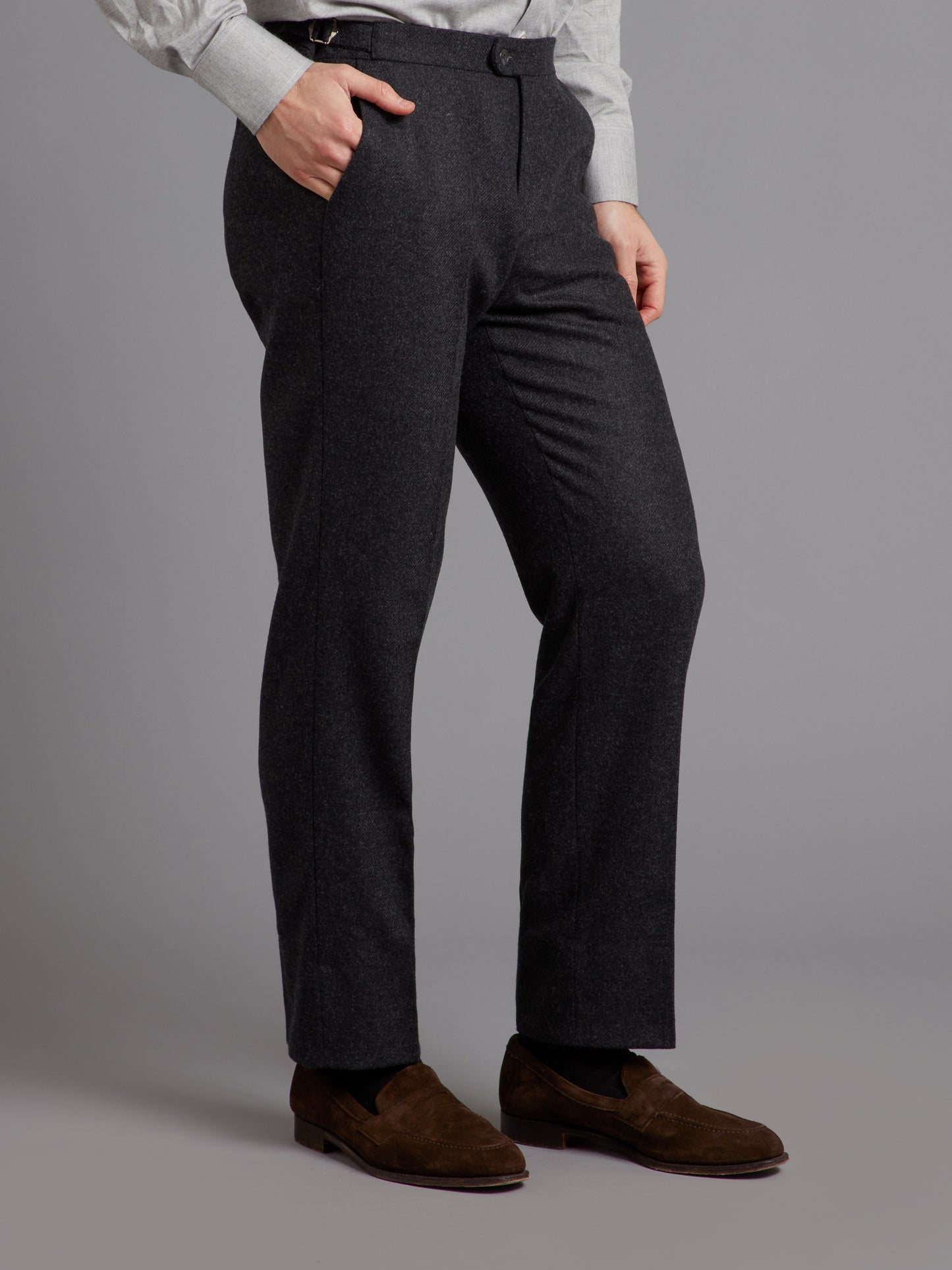 Pleated Trousers - Wool Twill Charcoal