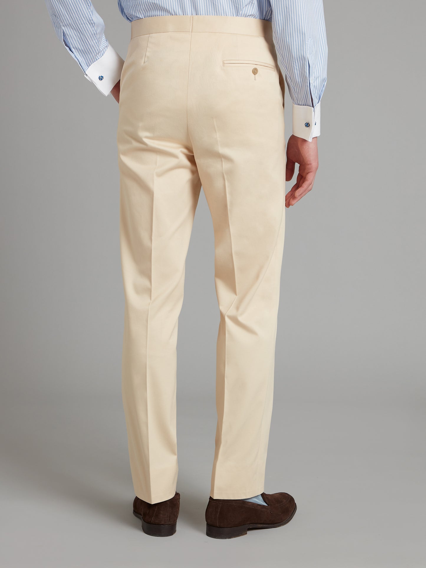 Flat Front Trousers Cotton Twill - Cream