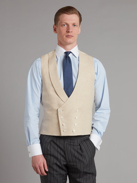 Pure Silk Double Breasted Waistcoat - Ivory