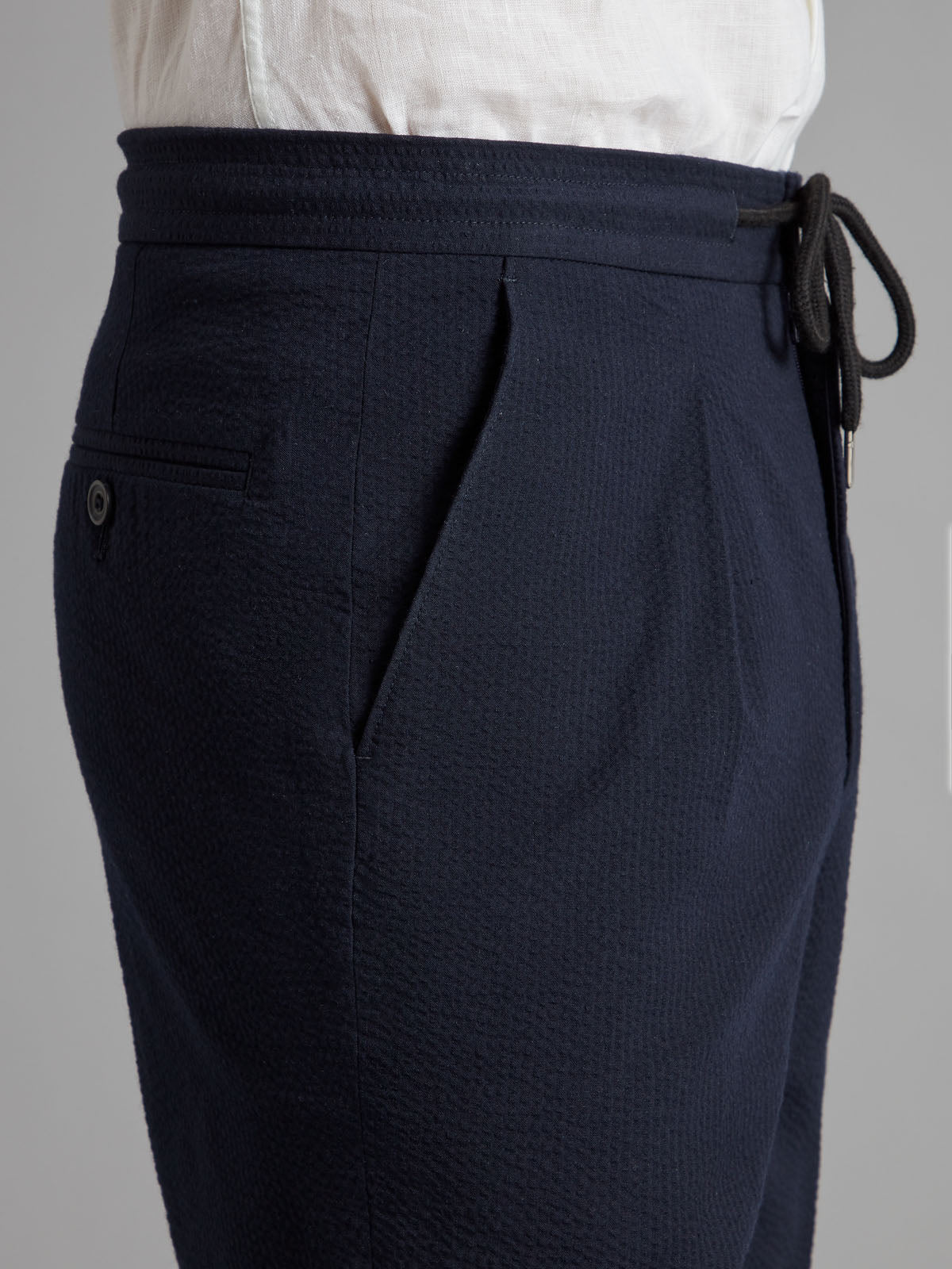 Drawcord Shorts Seersucker - Navy