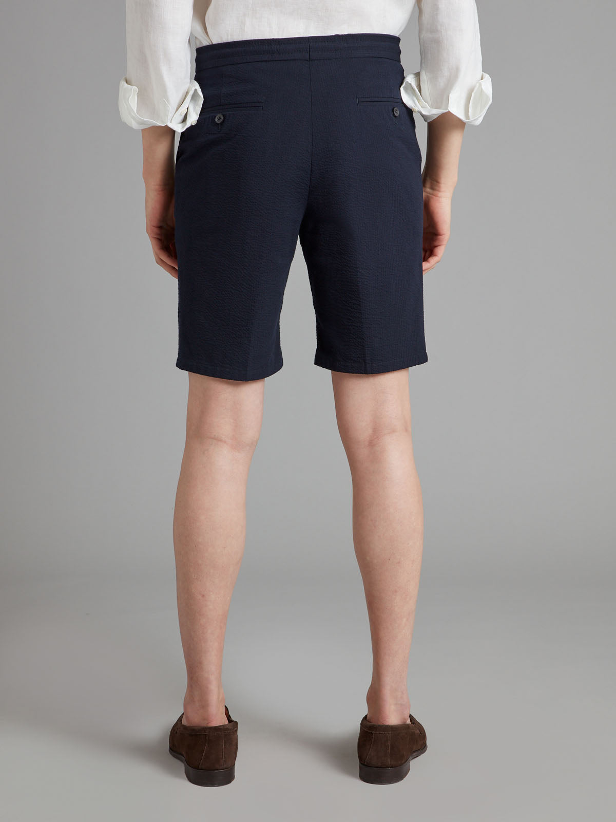 Drawcord Shorts Seersucker - Navy