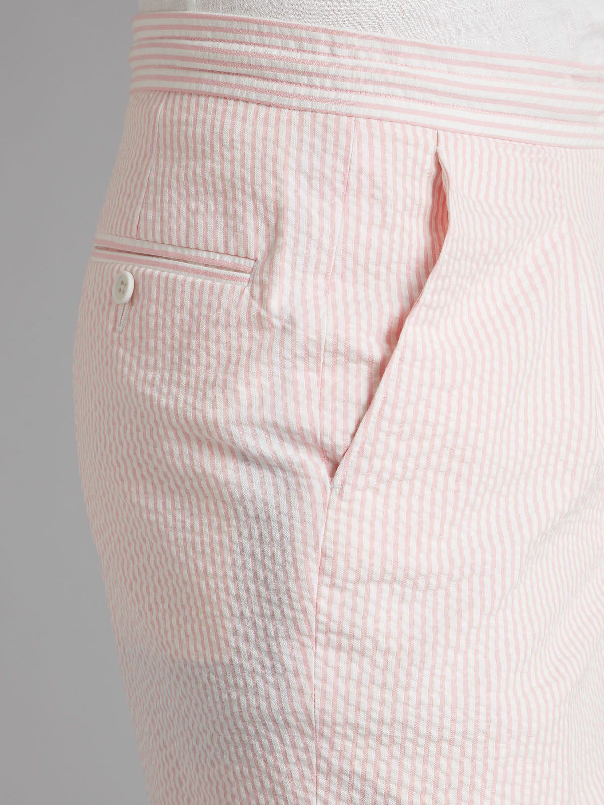 Drawcord Shorts Seersucker - Pink/White Stripe