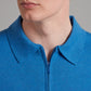 Half Zip Silk Blend Polo Shirt - Blue