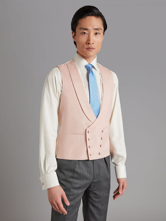 Lightweight Double Breasted Waistcoat - Soft Silk Rose Pink