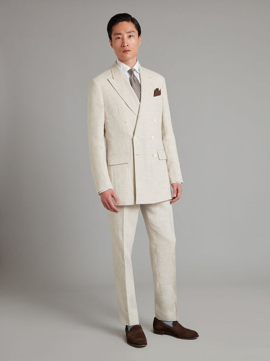 Lombard Double Breasted Suit – Oatmeal  Linen
