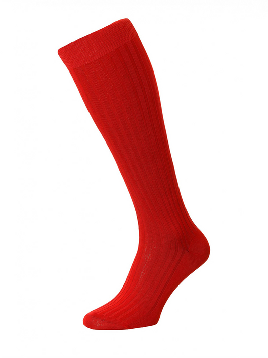 Long Pantherella Cotton Socks - Red