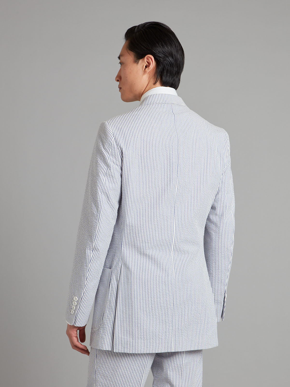 Unstructured Seersucker Suit - Navy/White Stripe