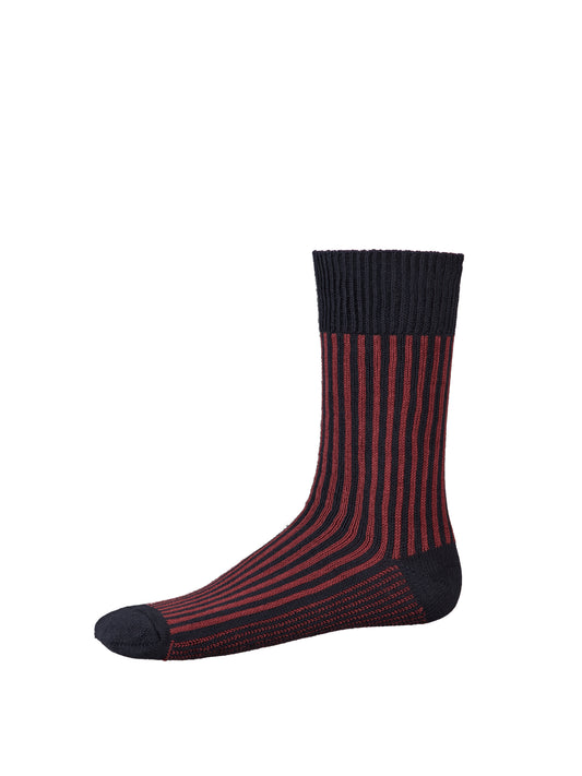 Vertical Stripe Socks - Redcurrant/Navy