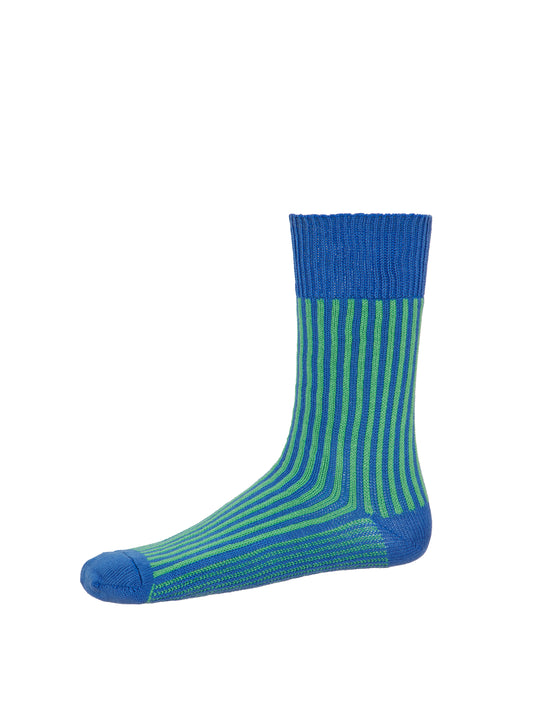 Vertical Stripe Socks Pea/Royal