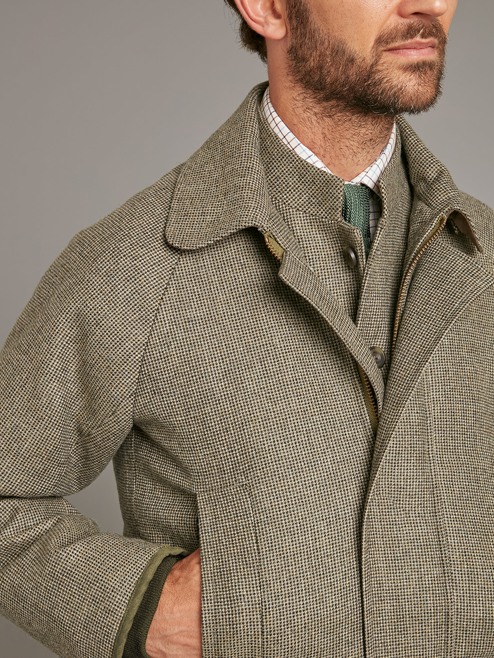 Field Coat - Nailhead Tweed - Cool Sage