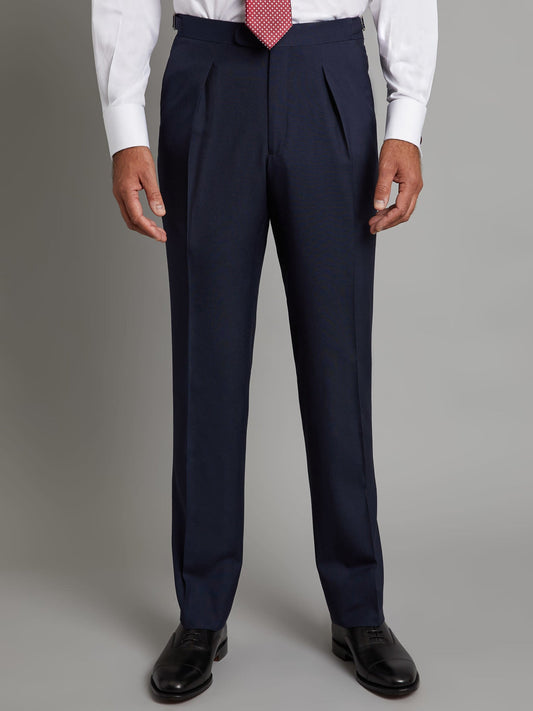 Pleated Suit Trousers - Plain Navy