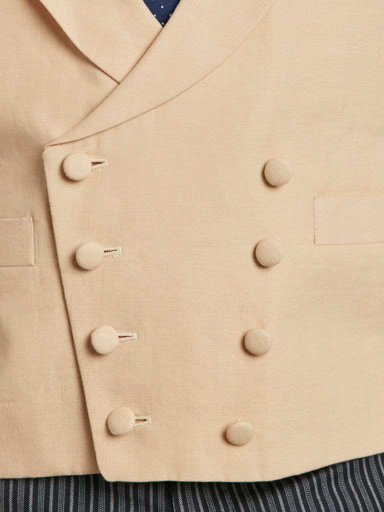 Double Breasted Linen Waistcoat - Beige