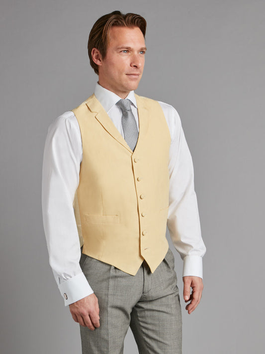 Single Breasted Linen Waistcoat - Yellow