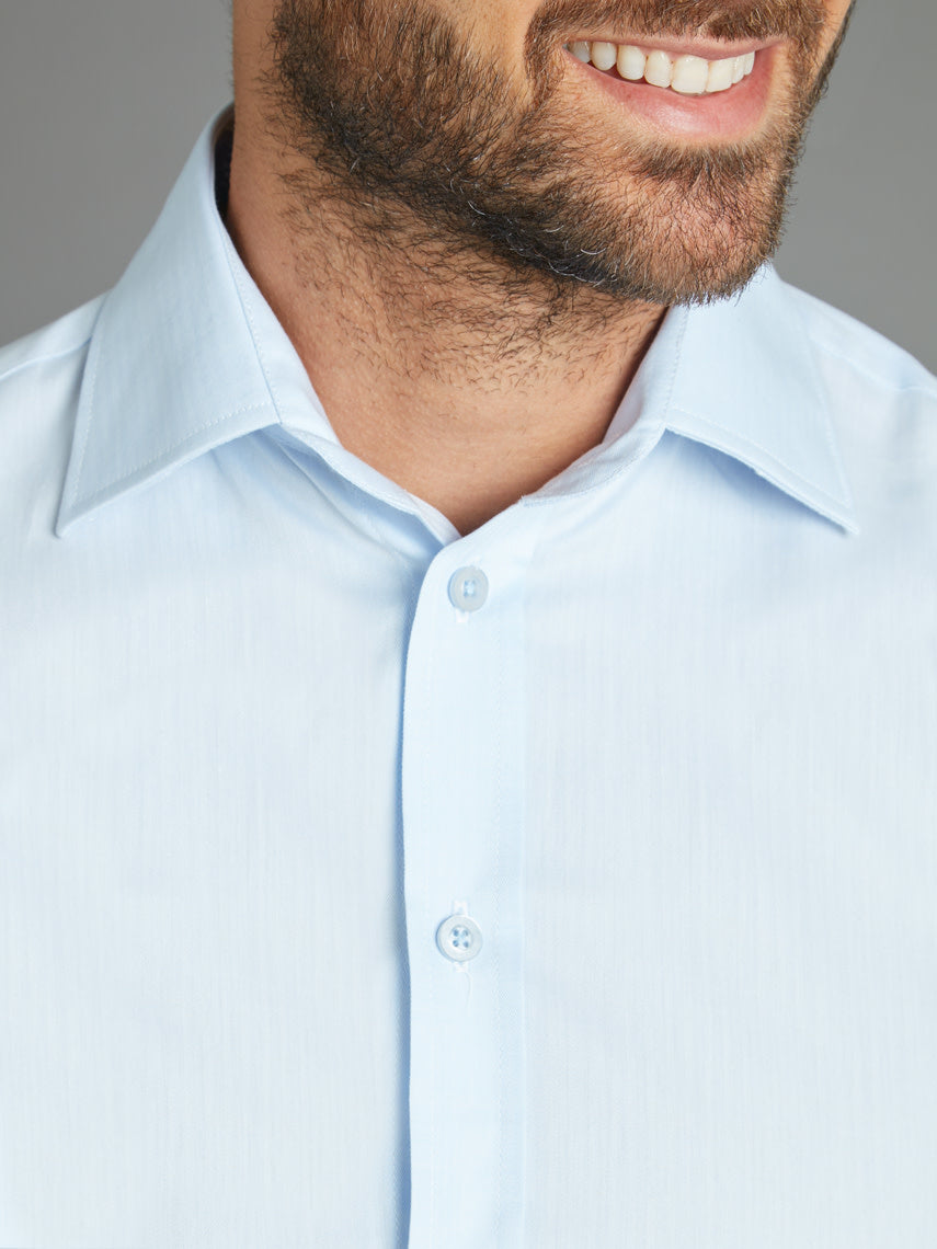 Fitted City Shirt - Herringbone Pale Blue